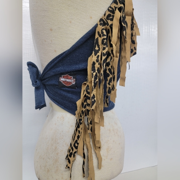 Harley Davidson Fringe Halter Top Upcycled - Picture 5 of 7